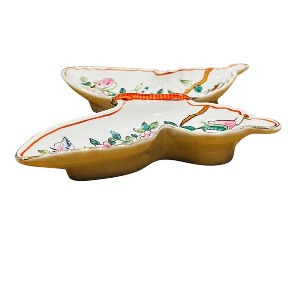 Neiman Marcus Trinket Tray Vintage Chinese  Chinoiserie Hand Painted Floral - Picture 3 of 13